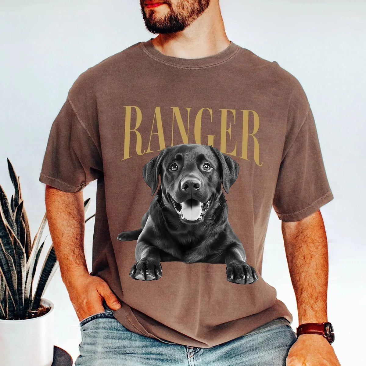 Custom Dog Photo Shirt for Dog Dad, Vintage Custom Pet Photo and Name Shirt