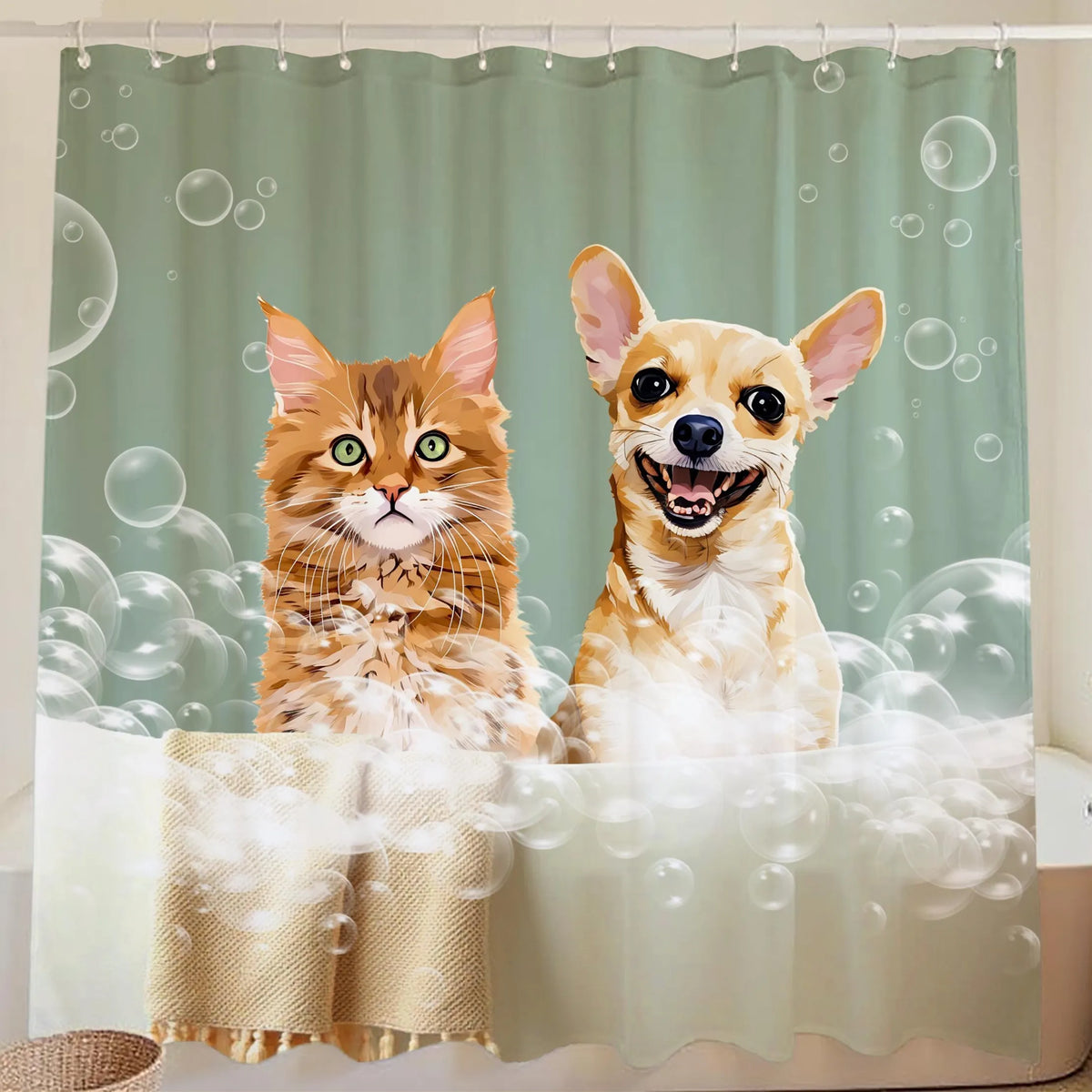 Custom Pet Shower Curtains Using Pet Photo Personalized Dog Shower Curtain