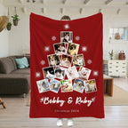 PetFiestas® Custom Photo Christmas Tree Collage, Personalized Photo Blanket, Christmas Gift
