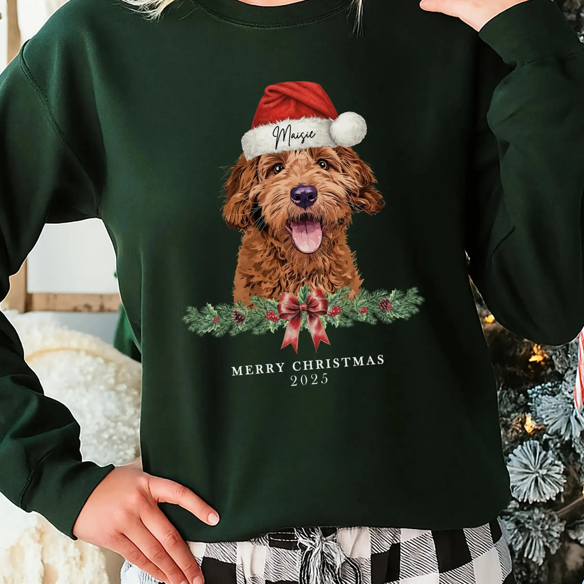 Personalized Pet Photo & Name Christmas Sweatshirt – Custom Dog or Cat Xmas Shirt