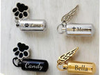 Custom Pet Memorial Keychain - Personalized Dog Ashes Keepsake - Engravable Paw Print Urn Pendant 