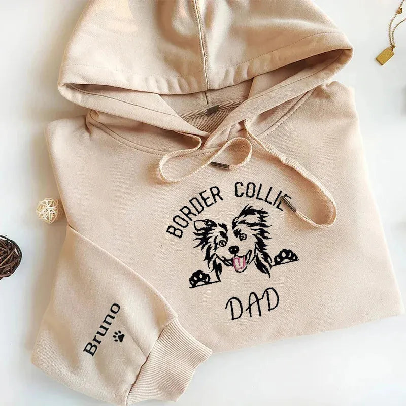 Pet Dad Embroidered Hoodie, Personalized Hoodie with Pet Name