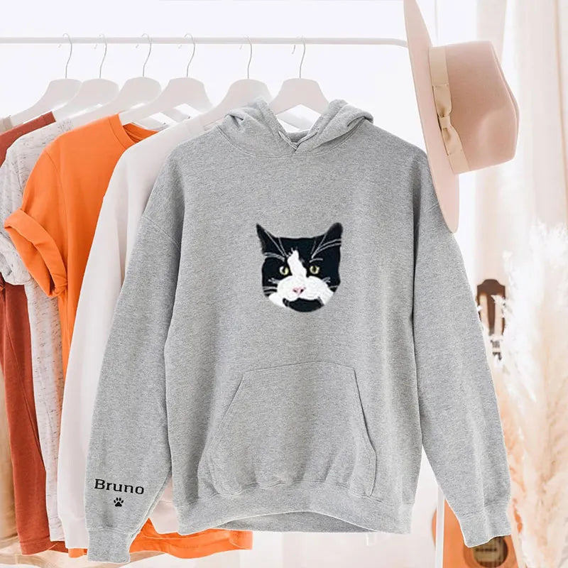Custom EMBROIDERED Pet Sweatshirt, Pet Face Embroidery T-shirt Hoodie- Colorful Design
