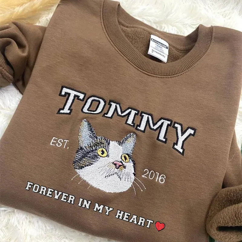Personalized Embroidered Pet Sweatshirt with Pets Name, Custom Text- Varsity Colorful Design