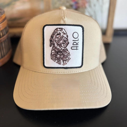 Custom Dog Line Art Hat, Personalized Leather Patch Hat For Dog Lover