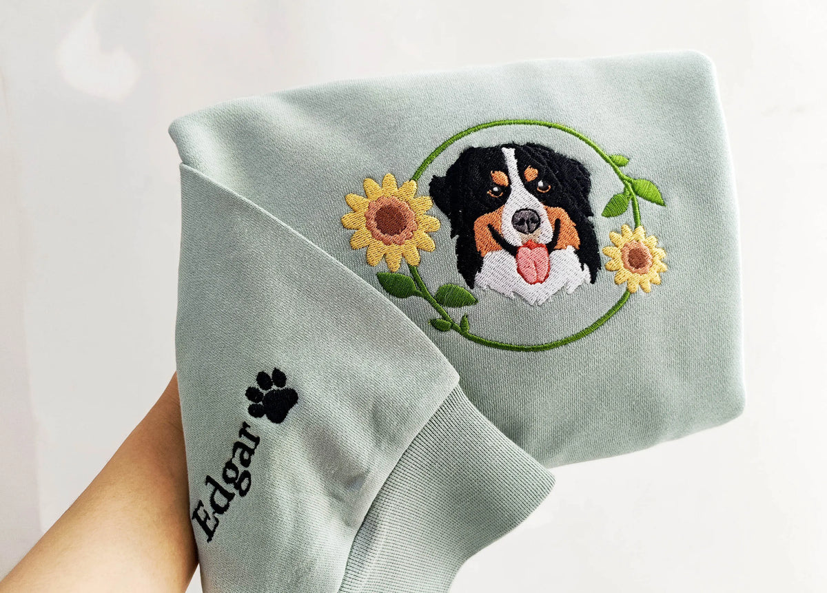 Custom Dog Embroidery Hoodie From Photo, Personalized Dog Sweatshirt- Colorful Design