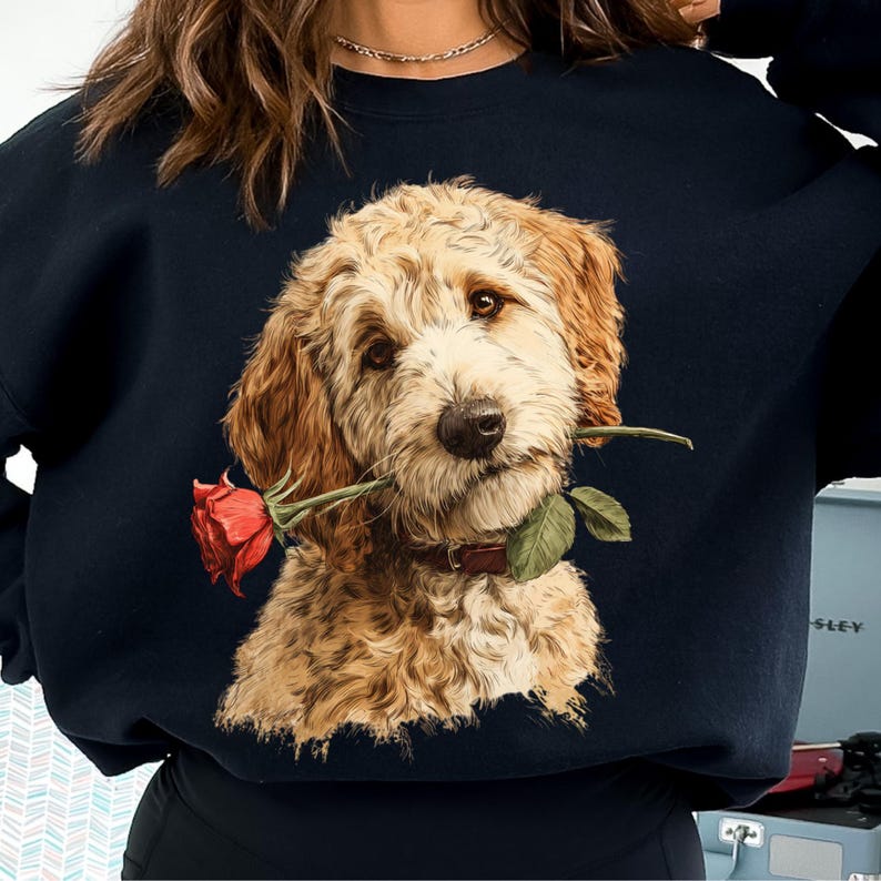 Custom Dog Photo Vintage Rose Valentine's Day Sweatshirt T-shirt Hoodie