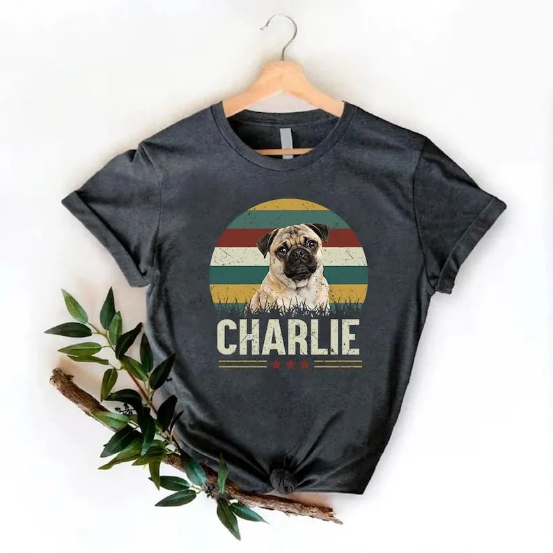 Custom Dog Vintage Shirt – Personalized Pet Photo Retro Style T-Shirt & Hoodie