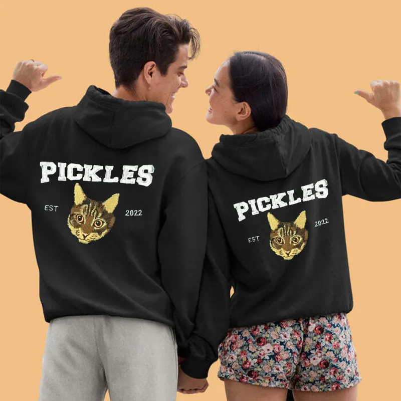 Personalized Embroidered Sweatshirt with Pets Name on Back of Sweatshirt- Varsity Colorful Design