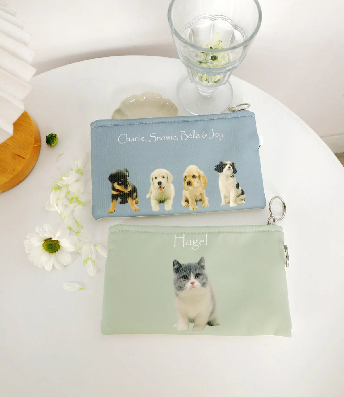 Custom Pet Portrait Pencil Case - Personalized Dog & Cat Zipper Pouch - Cute Makeup & Treats Organizer