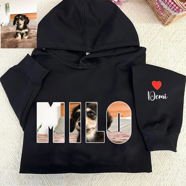 PetFiestas® Custom Photo and Text Printed Sweatshirt Hoodie T-shirt