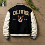 Custom Pet Portrait Varsity Jacket – Letterman Style with Name & Est. Year