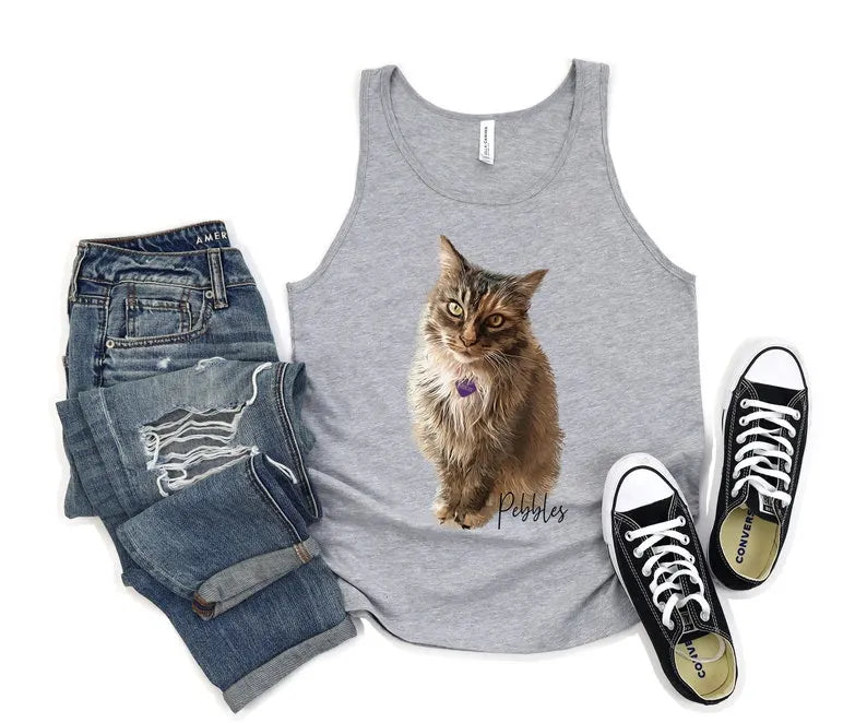 UNISEX Custom Dog Tank Top Dog Portrait Shirt