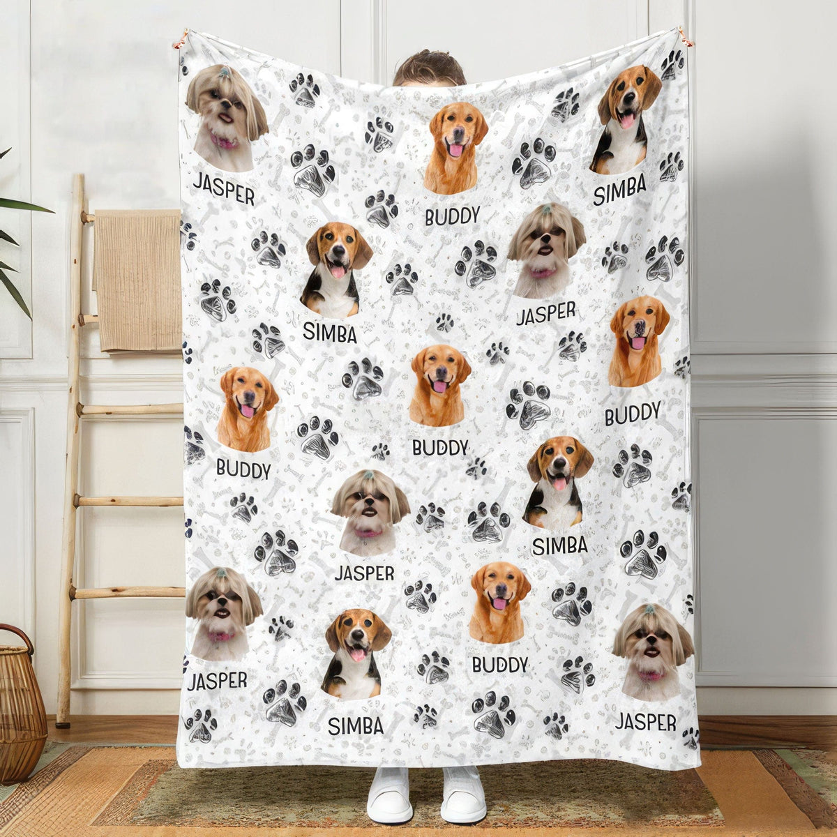 Custom Photo Dog Cat Paw Pet Blanket 