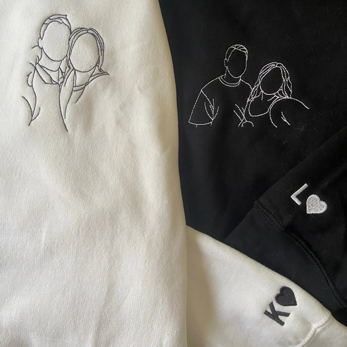 Custom Embroidered Portrait from Photo Sweatshirt, Couple Sweatshirts, Couples Portrait, Custom Photo Hoodie, Personaliz