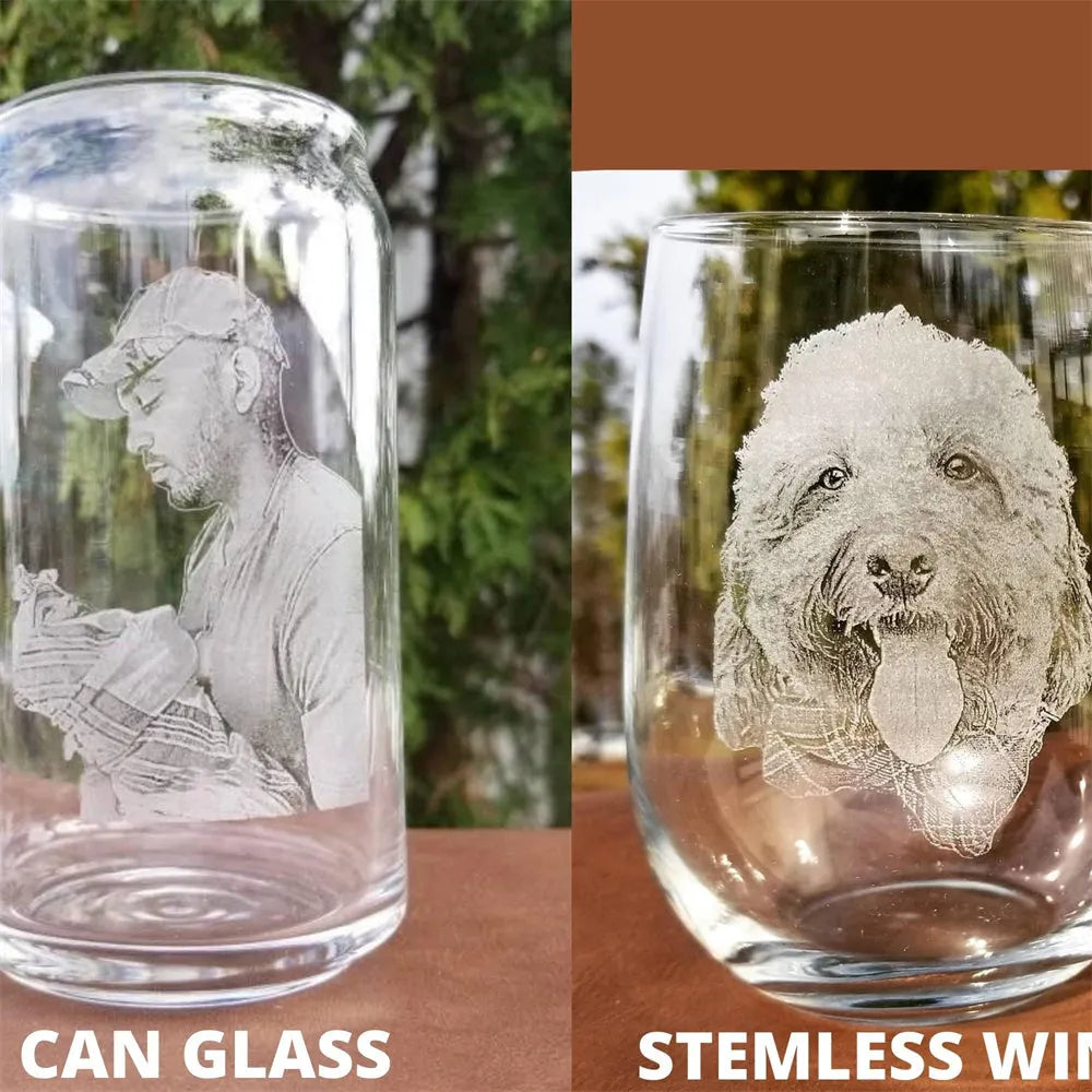 Custom Pet Picture Rocks Glass Father's Day Personalized Whiskey Glass