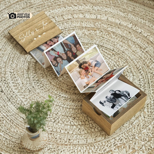 Pull Out Photo Album, Valentines Memory Collection, Personalised Wooden Photo Frame