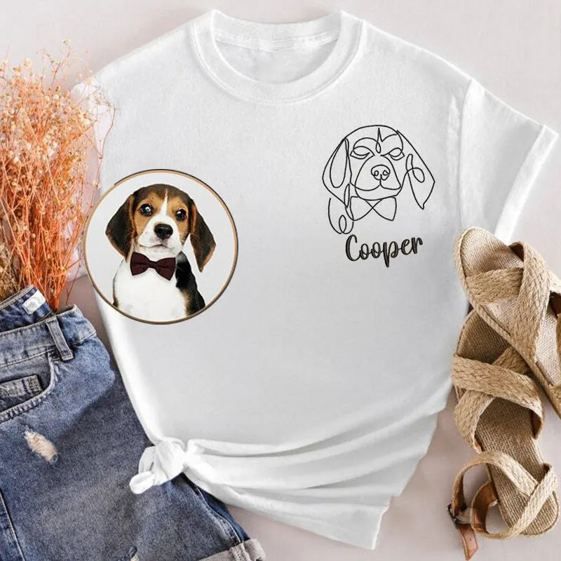 Custom Embroidered Dog Sweatshirt, Personalized one-line Pet Sweatshirt, Custom Dog Portrait Sweatshirt- Stylish Outline