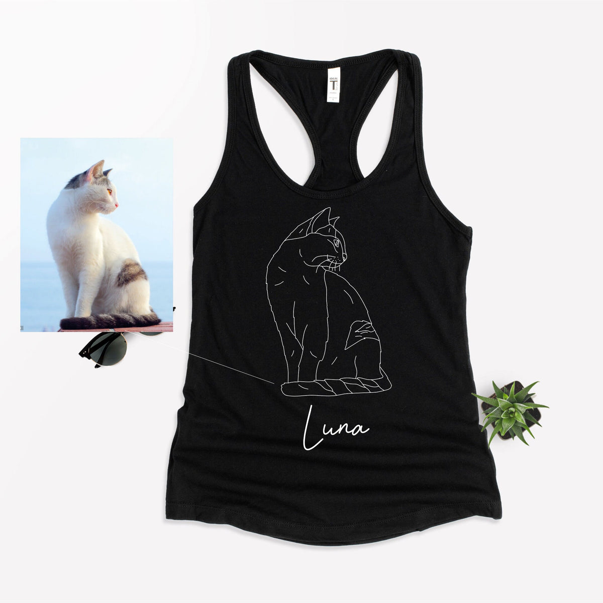 Personalized Pet Outline Portrait from Photo Tank Top