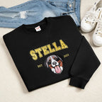 Custom Embroidery Dog Cat Pet Portrait T-shirt Sweatshirt Hoodie with Name and Year