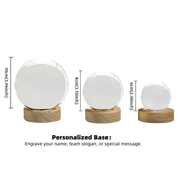 Personalized 2d Photo Engraved Crystal Ball - Custom Pet, Baby, Family Picture Glass Sphere