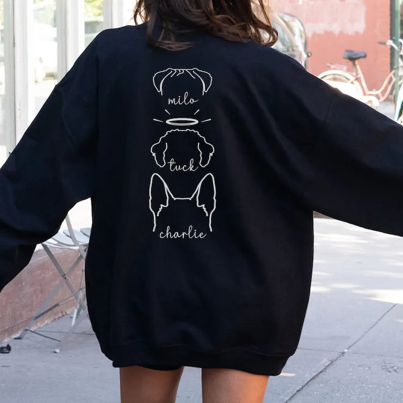 Personalized Dog Ear Custom Print Sweatshirt, Customized Dog Mom Hoodie