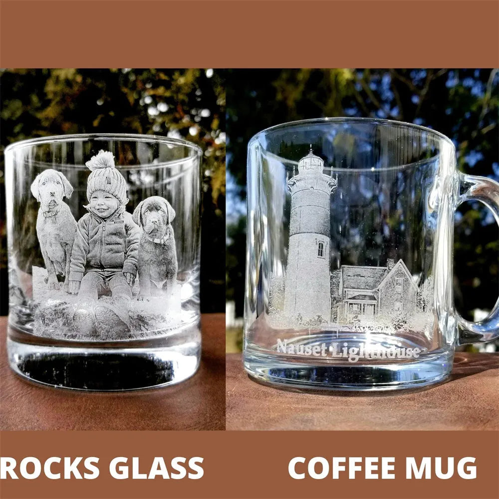 Custom Pet Picture Rocks Glass Father's Day Personalized Whiskey Glass