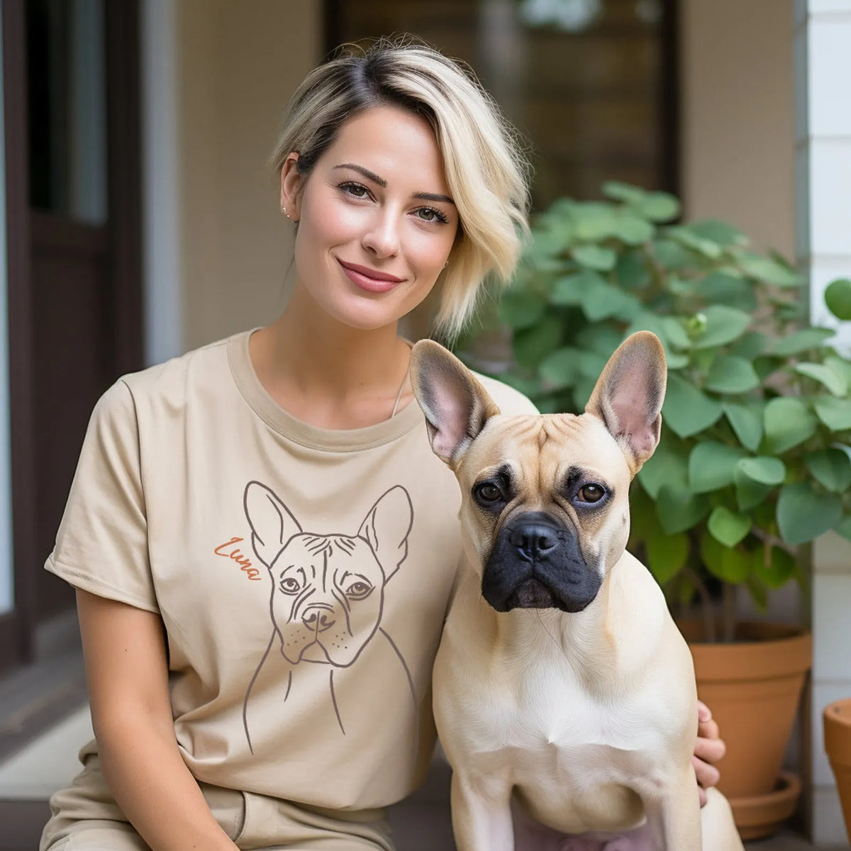 Custom Pet Portrait Outline Embroidered Hoodie/Sweatshirt/T-shirt, Hand Drawn Line Art T-shirt- Stylish Outline Style