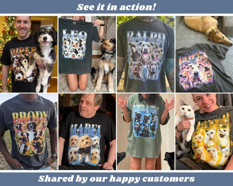 Vintage Pet TShirt Pet Photo + Name Custom Dog Shirt Sweatshirt Hoodie