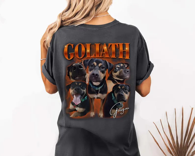 Custom Vintage Pet Photo Printed On Backside Of T-Shirt Sweatshirt Hoodie
