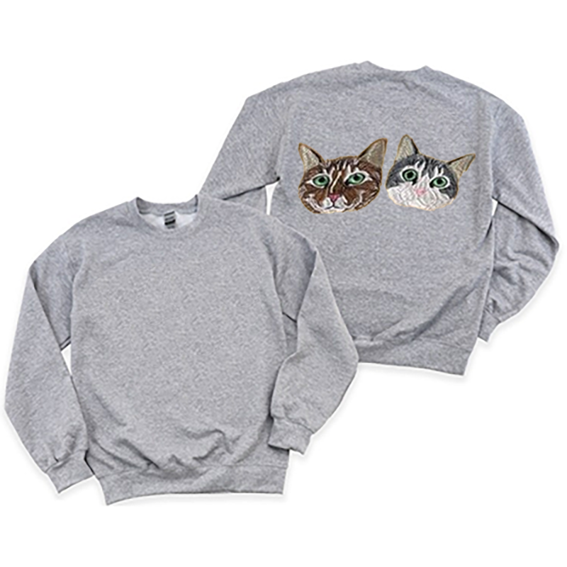 Custom Embroidered Pet Portrait Hoodie, Embroidered Pet Portrait on the Back of Sweatshirt
