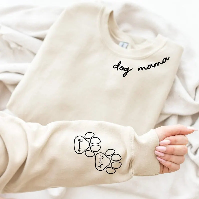 Personalized Dog Paw Printing Sweatshirt Custom Dog Mama Sweatshirt Gift for Dog Mom