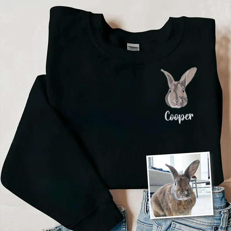 Custom EMBROIDERED Pet Sweatshirt, Pet Face Embroidery T-shirt Hoodie- Colorful Design