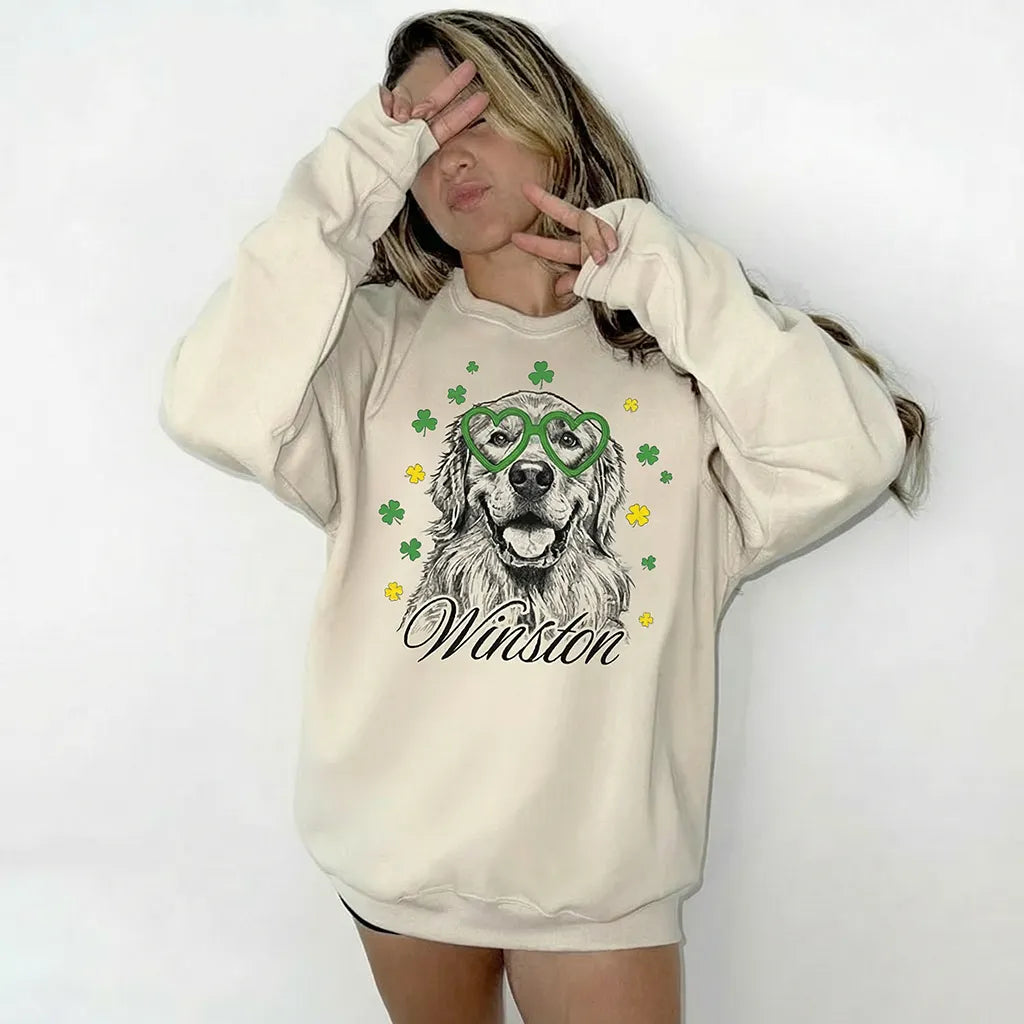 Custom Pet Photo Sweatshirt, St. Patrick's Day Dog or Cat Photo Hoodie T-shirt