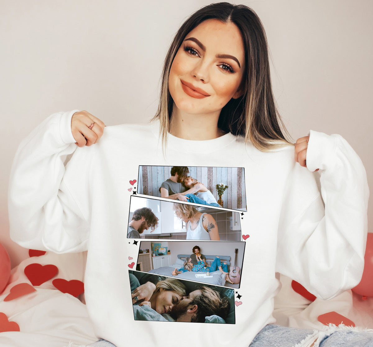 Custom Couple Sweatshirts from Photos,Photo Printing Sweatshirt Hoodie, Valentines Day Gift Valentines
