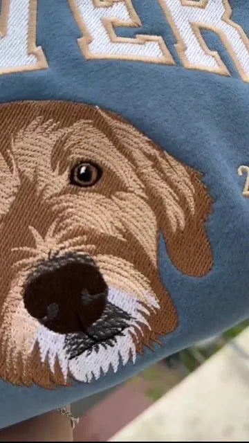 Custom Pet Portrait Embroidered Sweatshirt with Pet Name and Est Year