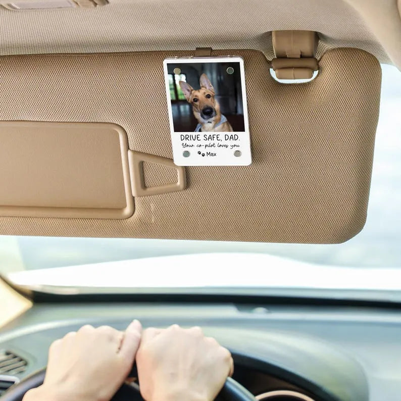 Custom Dog Photo Car Visor Clip, Father's Day Gift