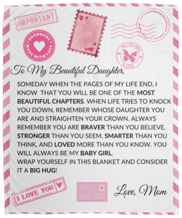 TO MY BEAUTIFUL DAUGHTER LOVE COZY POSTCARD BLANKET|MY MOST BEAUTIFUL CHAPTER
