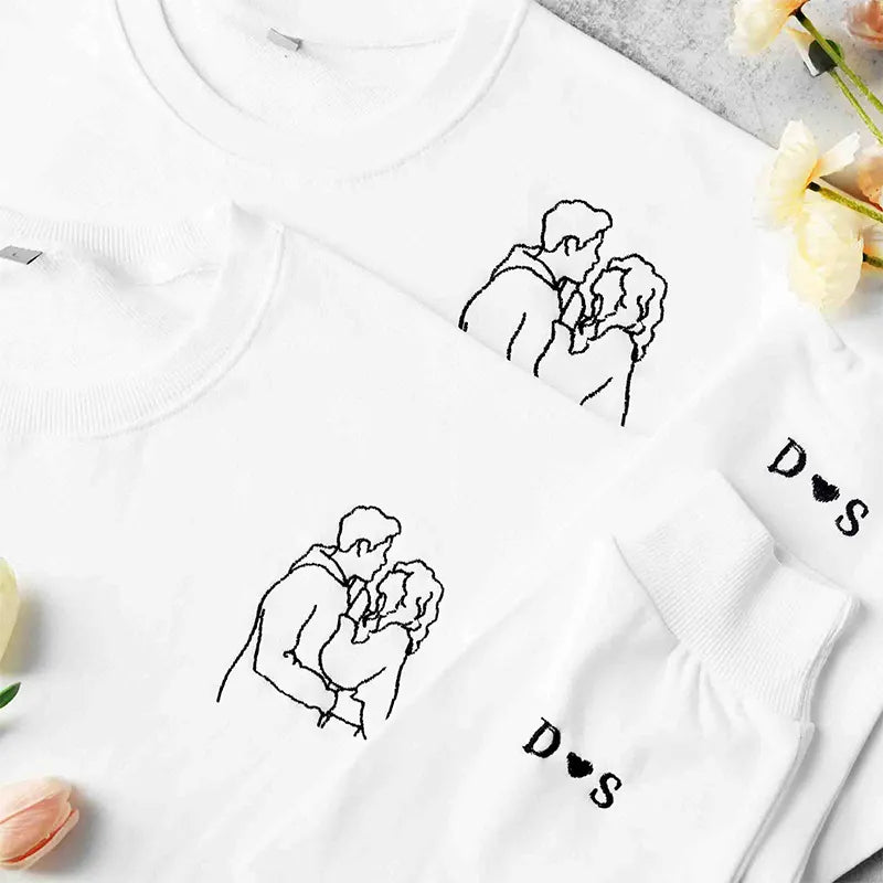 Custom Outline Photo Embroidered Crewneck