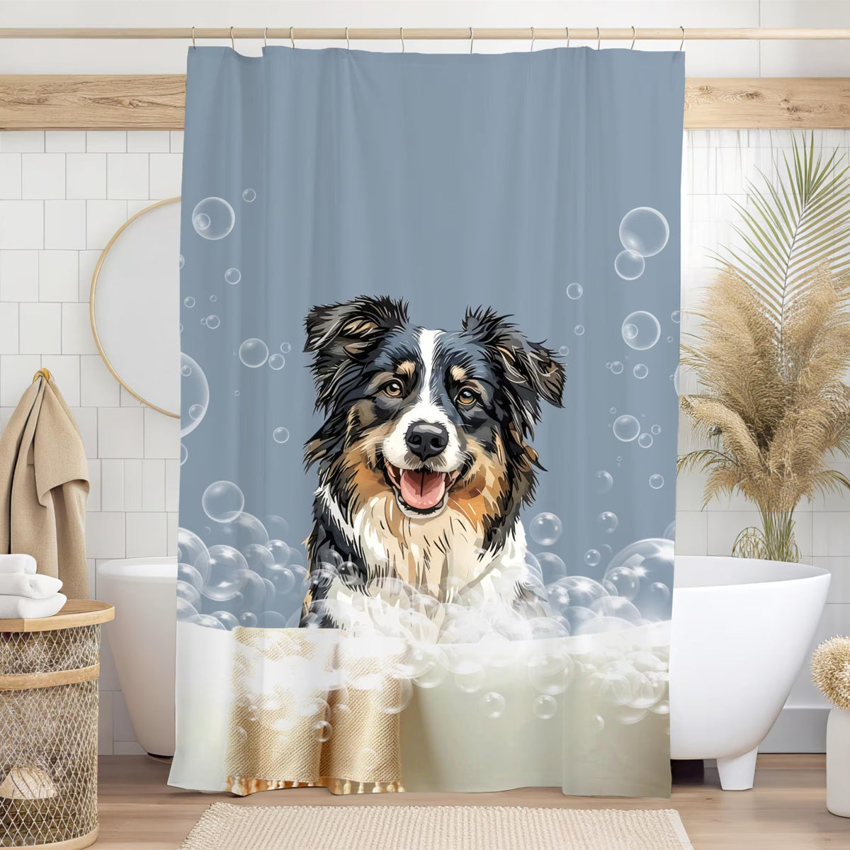 Custom Pet Shower Curtains Using Pet Photo Personalized Dog Shower Curtain