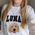 Custom Embroidery Dog Cat Pet Portrait T-shirt Sweatshirt Hoodie with Name and Year