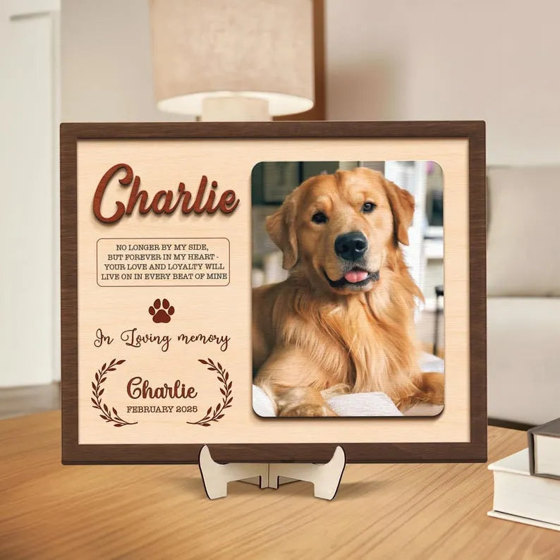 Personalized Wooden Pet Memorial Plaque, Dog Memorial Keepsake with Photo