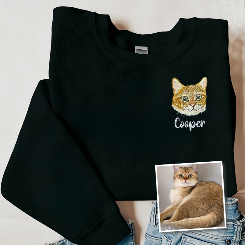 Golden-shaded Cat Lover Custom Embroidered Sweatshirt Hoodie T-shirt