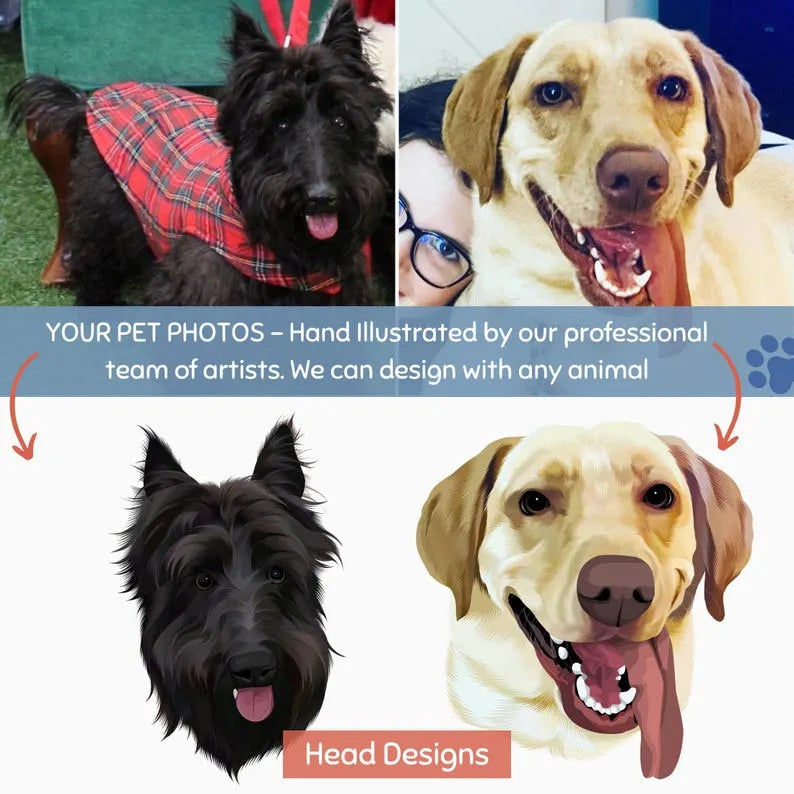 Personalized Pet Photo Hand Drawn Sweatshirt Custom Dog Face Christmas Crewneck Hoodie T-shirt