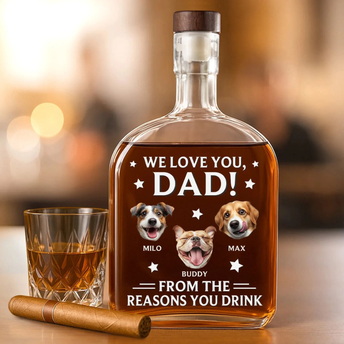Custom Dog & Cat Photo Whiskey Bottle - From the Reasons You Drink Whiskey Bottles