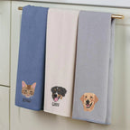 Custom Pet Portrait Kitchen Towel, Personalized Pet Gift for Dog Mom, Mother's Day Gift