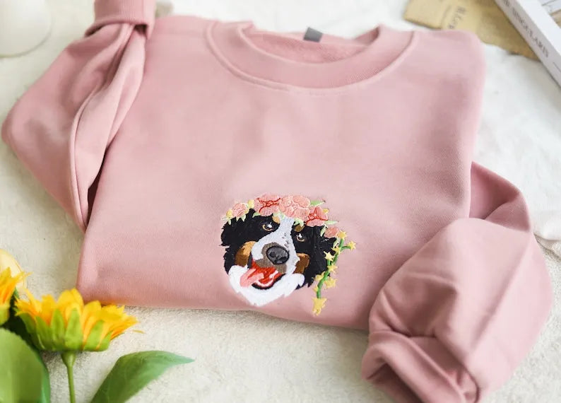 Custom Dog Face Embroidered Sweatshirt From Your Photo Hoodie T-shirt