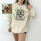 Custom Pet Photo Sweatshirt, St. Patrick's Day Dog or Cat Photo Hoodie T-shirt