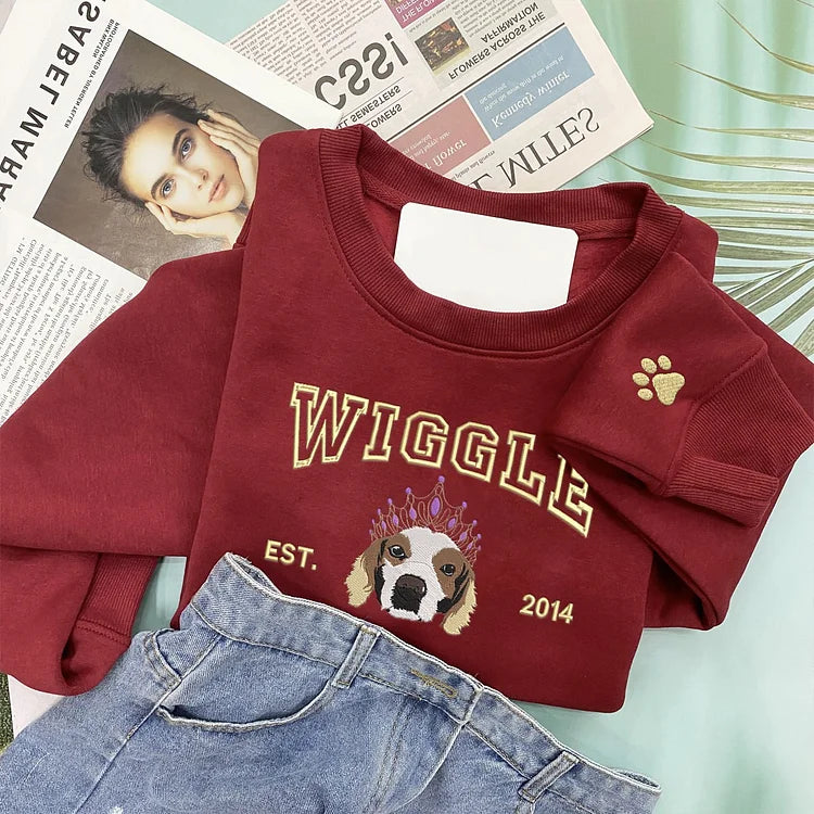 Personalized Pet Face Sweatshirt from Your Photo, Varsity Sweatshirt- Varsity Colorful Design