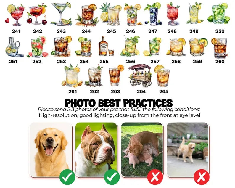 Custom Wedding Bar Menu Sign with Pet Portrait, Pet Signature Drink Sign
